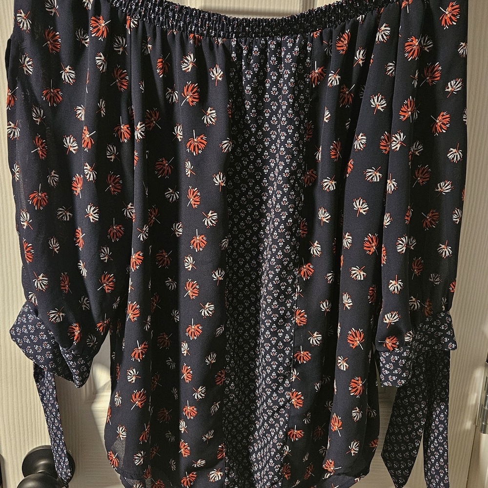 HeartSoul Navy and Red Floral Blouse